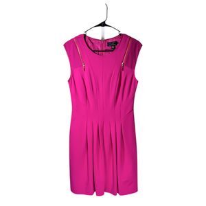 Ted Baker London Women's Dress Pink Pleated Zipper Stretch Silk Blend Mini Sz 2